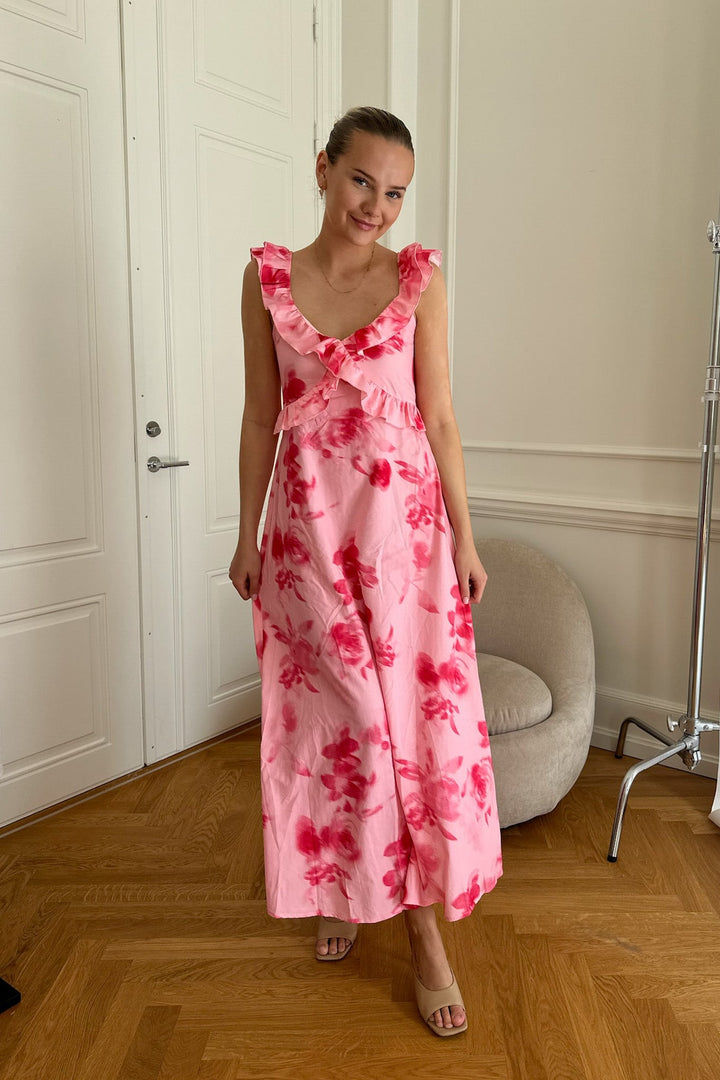 Melba Dress Abstract Pink Flower Print | Kjoler | Smuk - Dameklær på nett