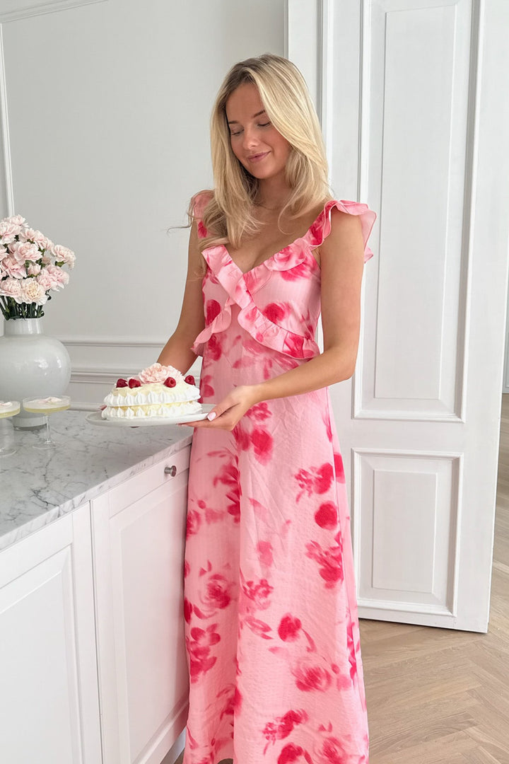 Melba Dress Abstract Pink Flower Print | Kjoler | Smuk - Dameklær på nett