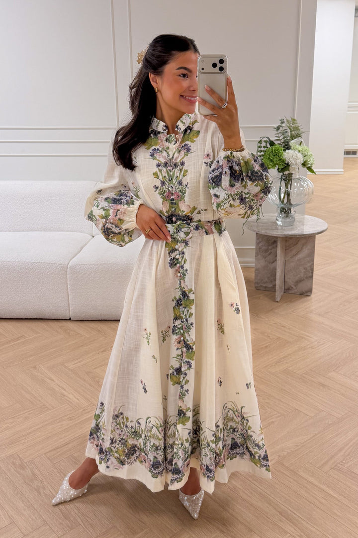 Mera Midi Dress Green Flower | Kjoler | Smuk