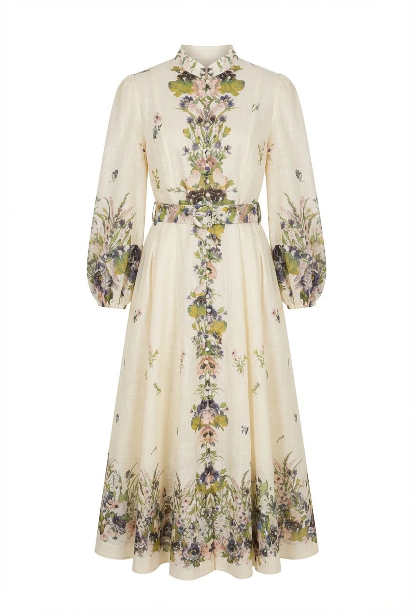 Mera Midi Dress Green Flower | Kjoler | Smuk