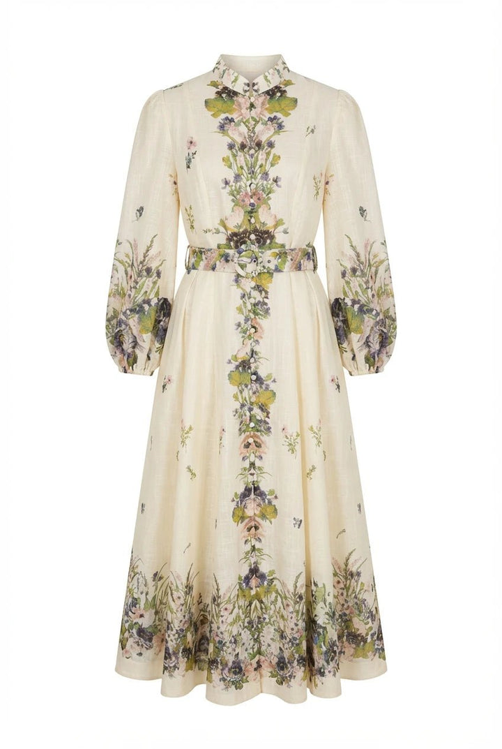 Mera Midi Dress Green Flower | Kjoler | Smuk