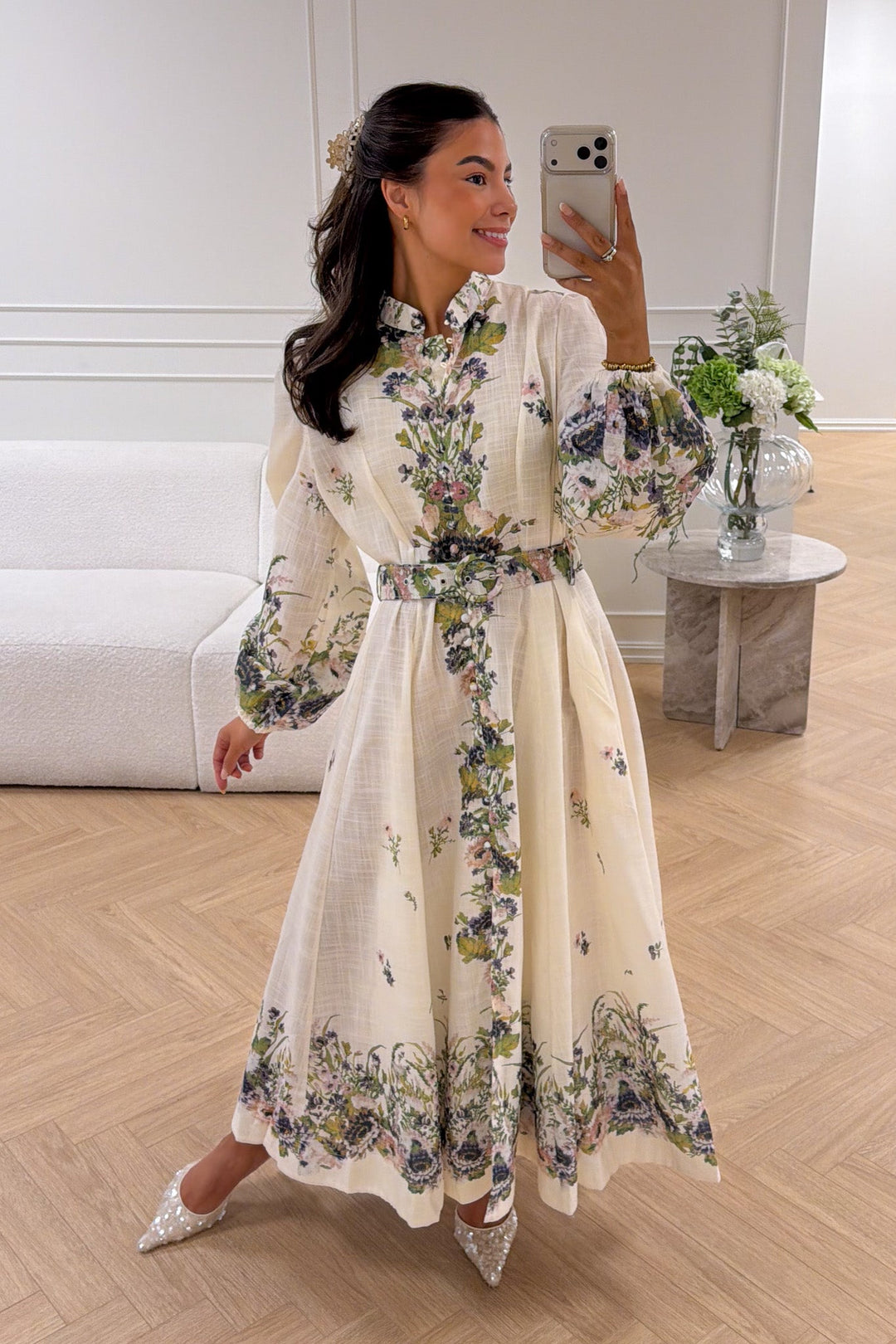 Mera Midi Dress Green Flower | Kjoler | Smuk