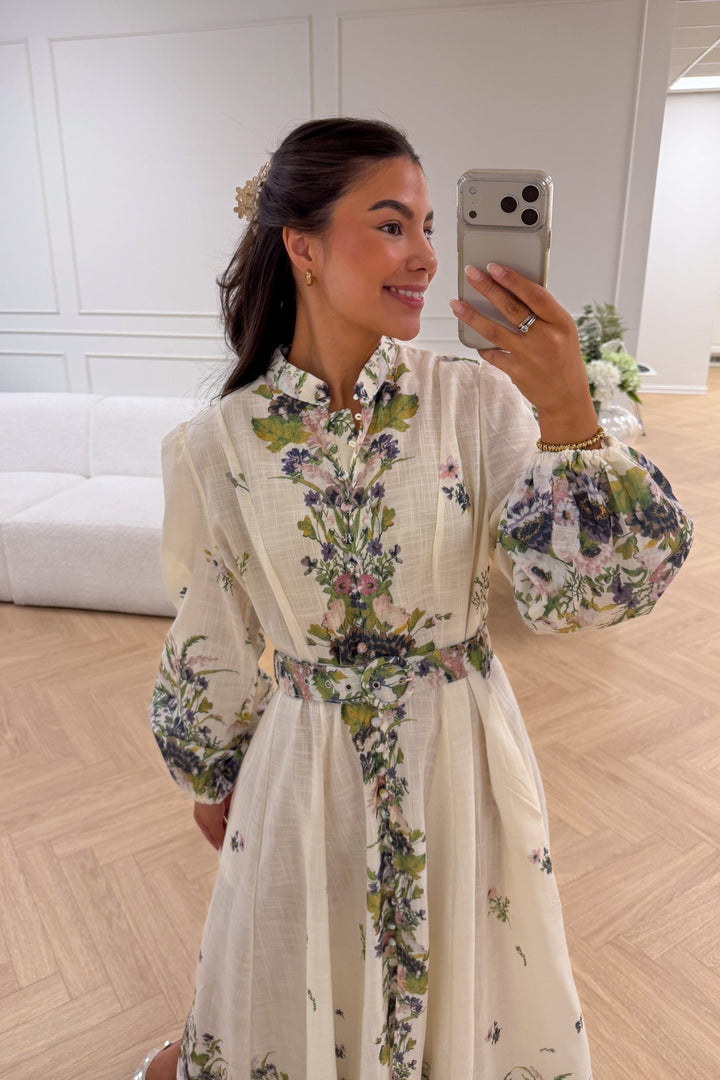 Mera Midi Dress Green Flower | Kjoler | Smuk