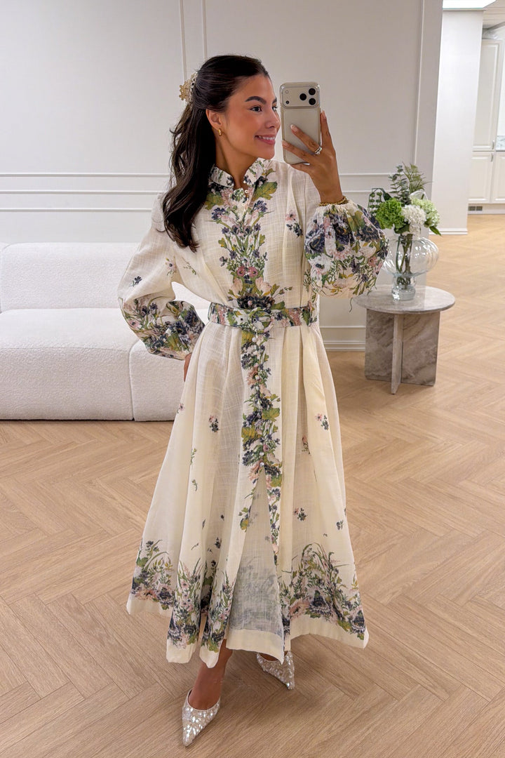 Mera Midi Dress Green Flower | Kjoler | Smuk