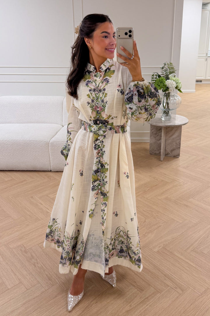 Mera Midi Dress Green Flower | Kjoler | Smuk