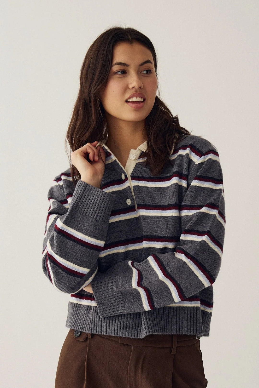 Merryll Knit Delissa Grey Stripe | Genser | Smuk