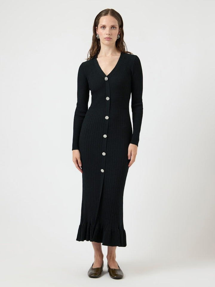 Mikla Ls Long Knit Dress Black | Kjoler | Smuk - Dameklær på nett