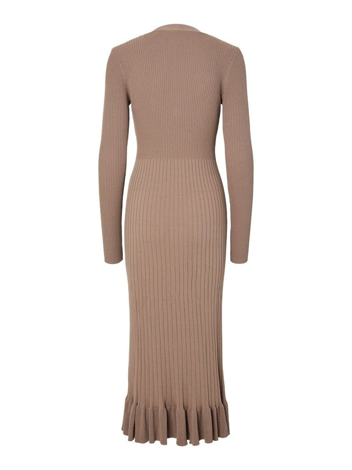 Mikla Ls Long Knit Dress Taupe Gray | Kjoler | Smuk - Dameklær på nett