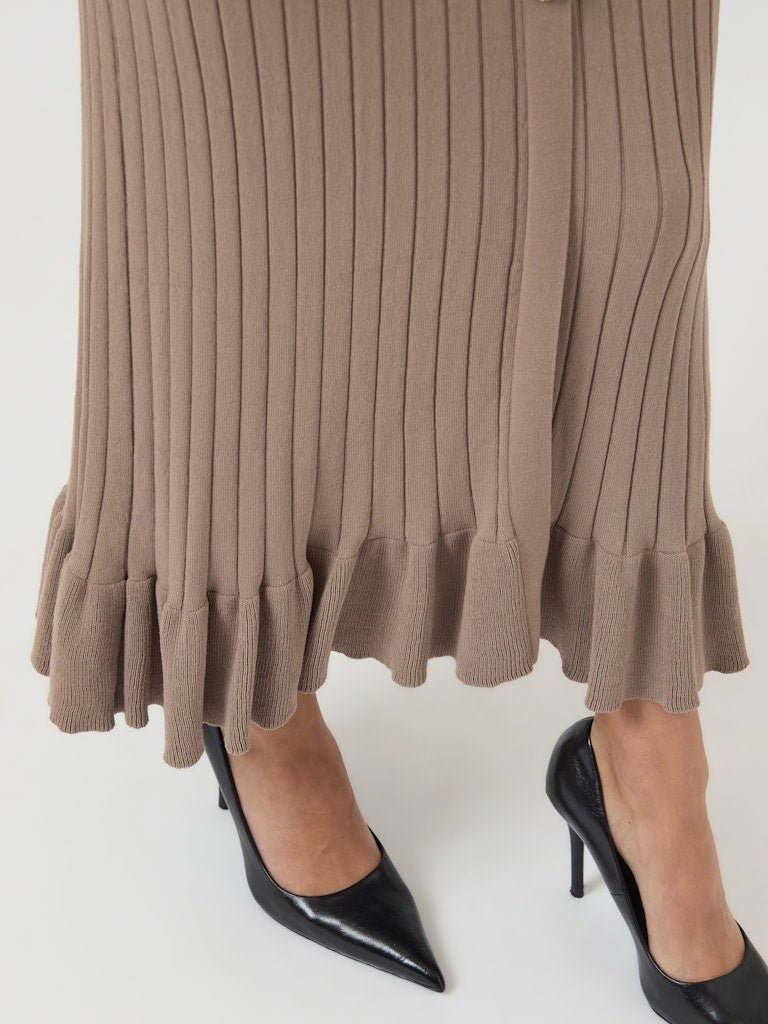 Mikla Ls Long Knit Dress Taupe Gray | Kjoler | Smuk - Dameklær på nett
