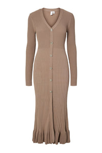 Mikla Ls Long Knit Dress Taupe Gray
