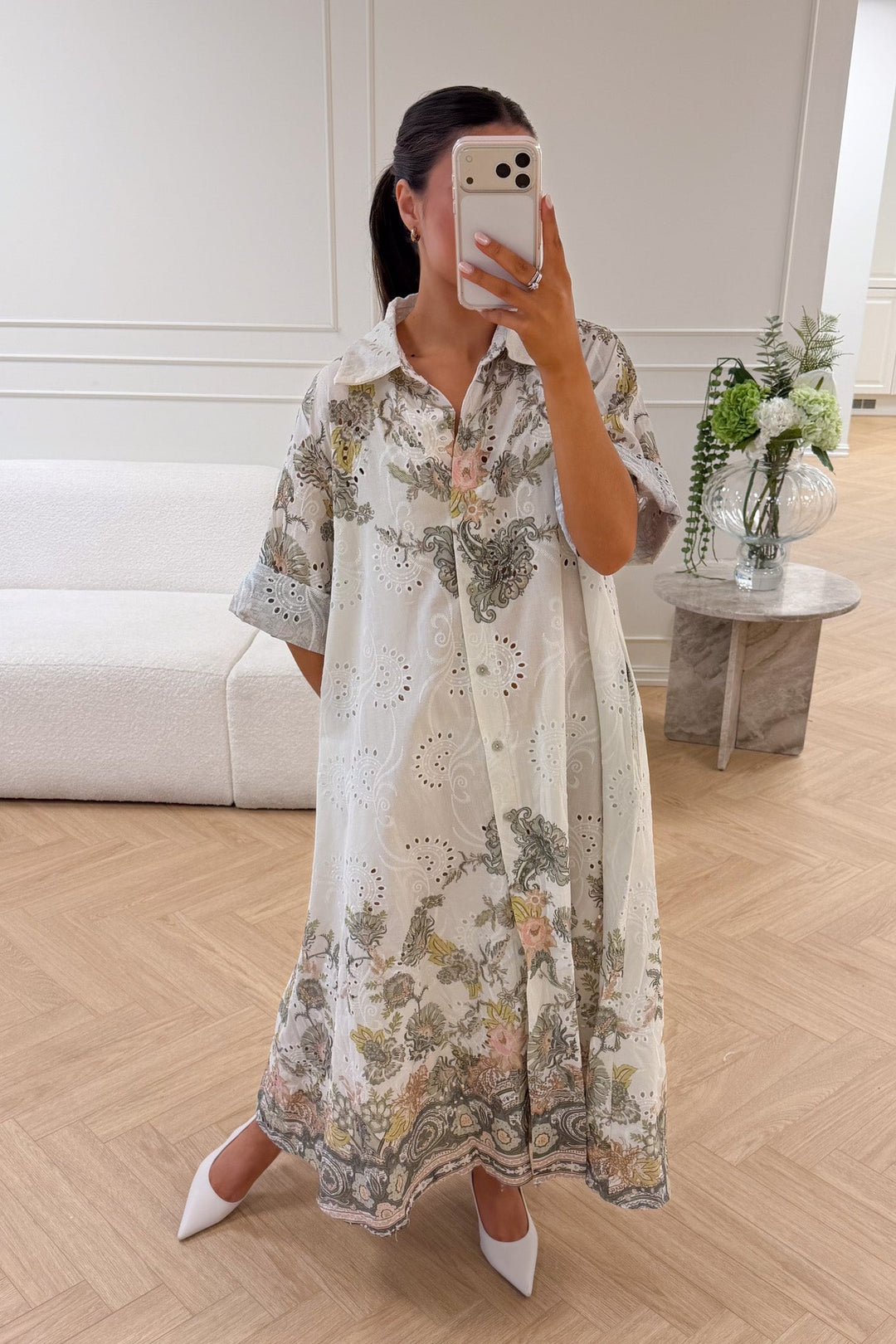 Mili Midi Khaki Flower | Kjoler | Smuk