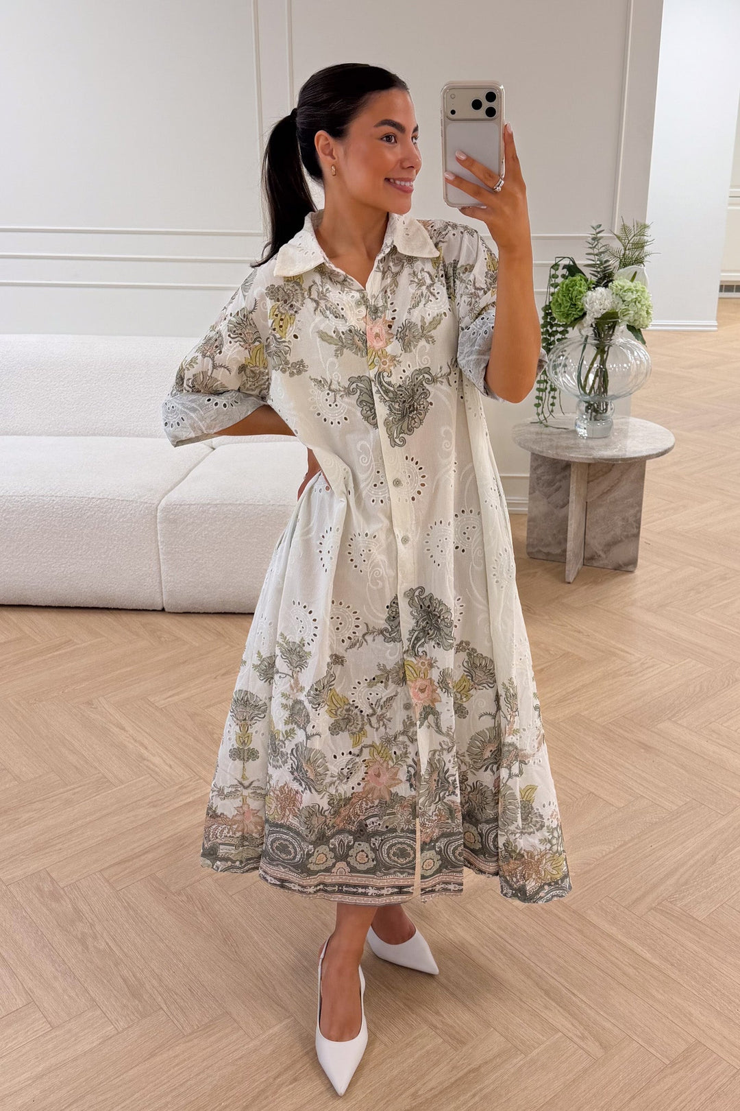 Mili Midi Khaki Flower | Kjoler | Smuk