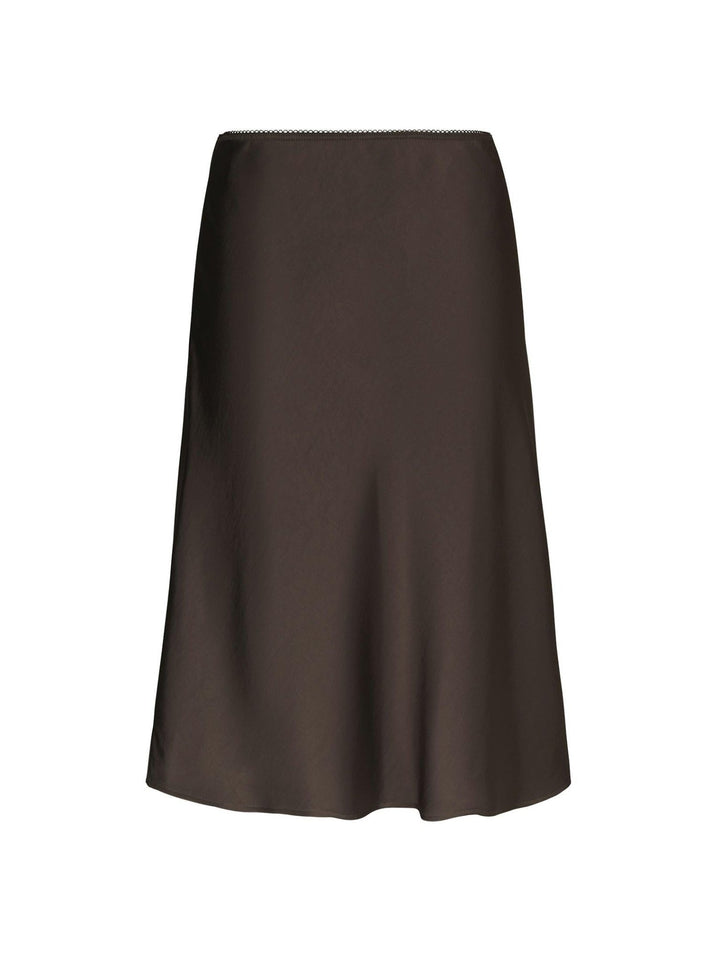 Mindie Heavy Sateen Skirt Dark Brown | Skjørt | Smuk