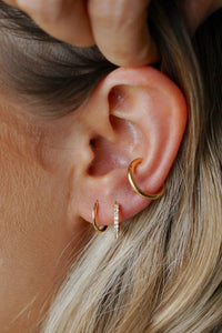 Mini Pave Huggie Hoop Earrings Crystal