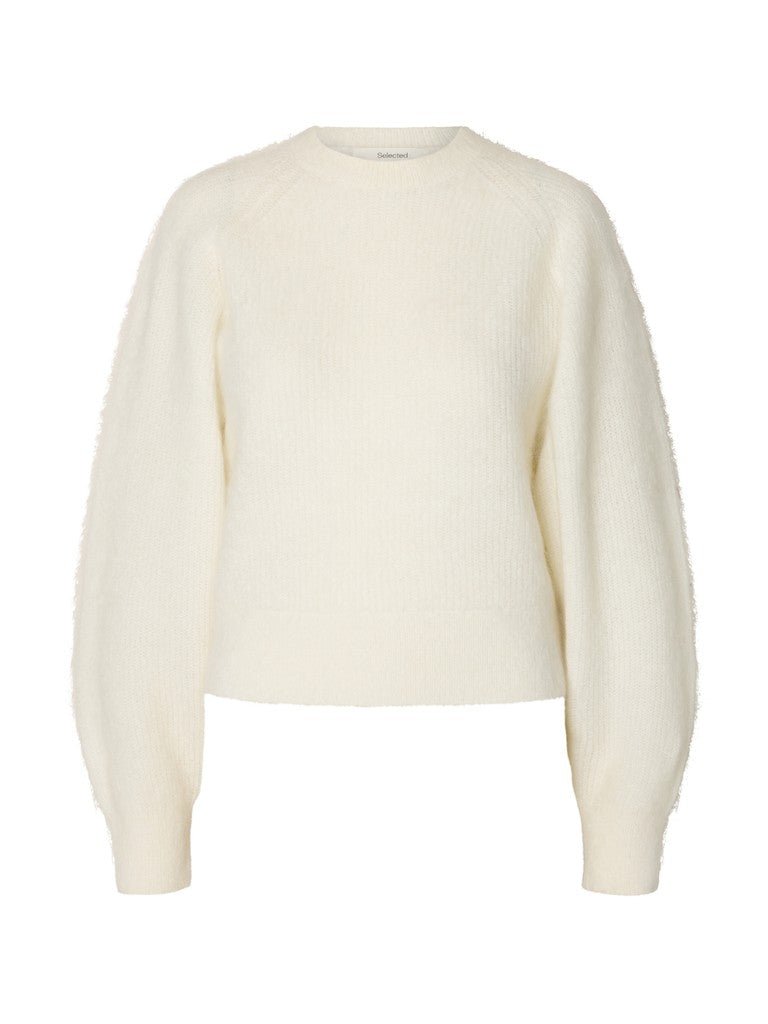 Mira Ls Knit Short O-Neck Egret | Genser | Smuk