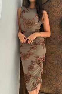 Mira Mesh Dress Mocca Flower