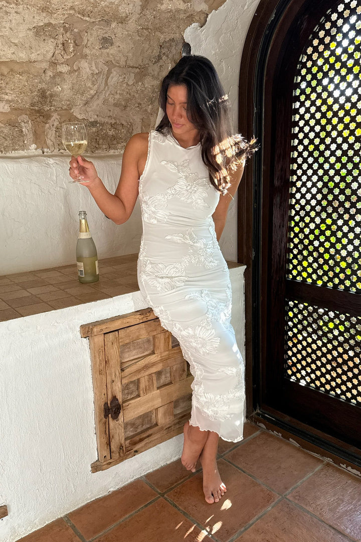 Mira Mesh Dress White Flower | Kjoler | Smuk - Dameklær på nett