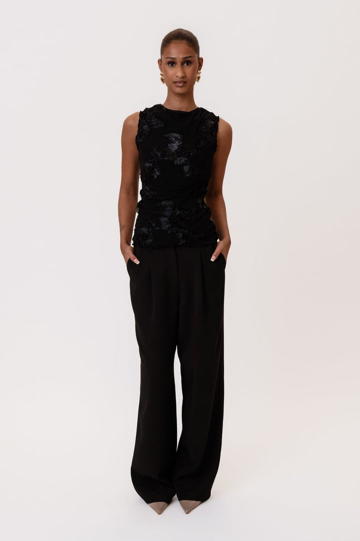 Mira Mesh Top Black Flower | Topper | Smuk - Dameklær på nett