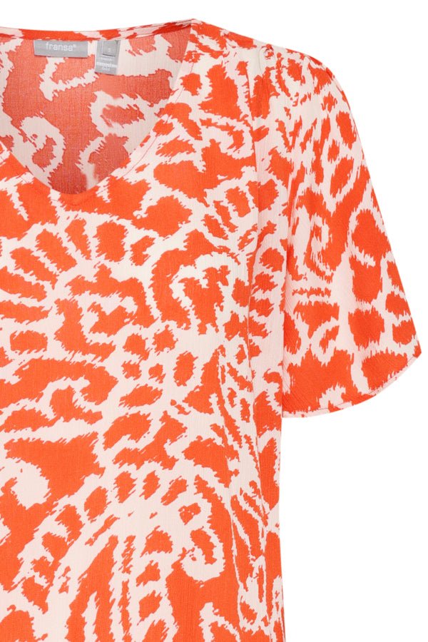 Miria Bl 1 Hot Coral Aop Hs24 01F | Skjorter og bluser | Smuk - Dameklær på nett