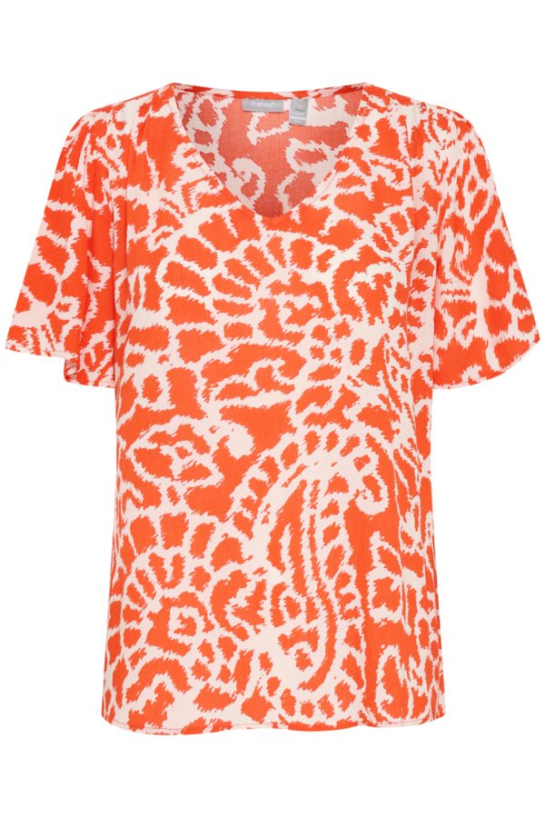 Miria Bl 1 Hot Coral Aop Hs24 01F | Skjorter og bluser | Smuk - Dameklær på nett