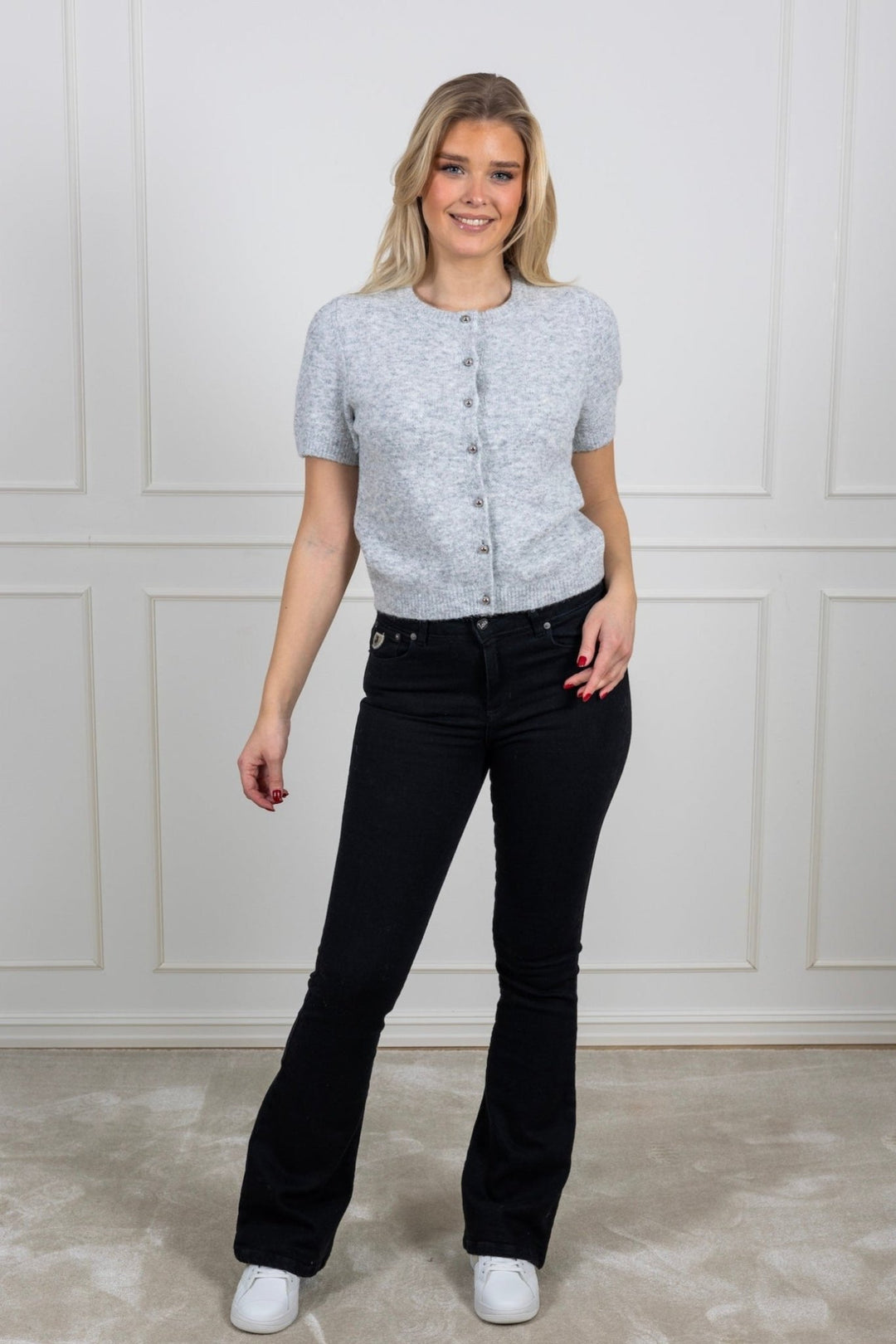 Mitta Knit Cardigan Grey Melange | Genser | Smuk - Dameklær på nett