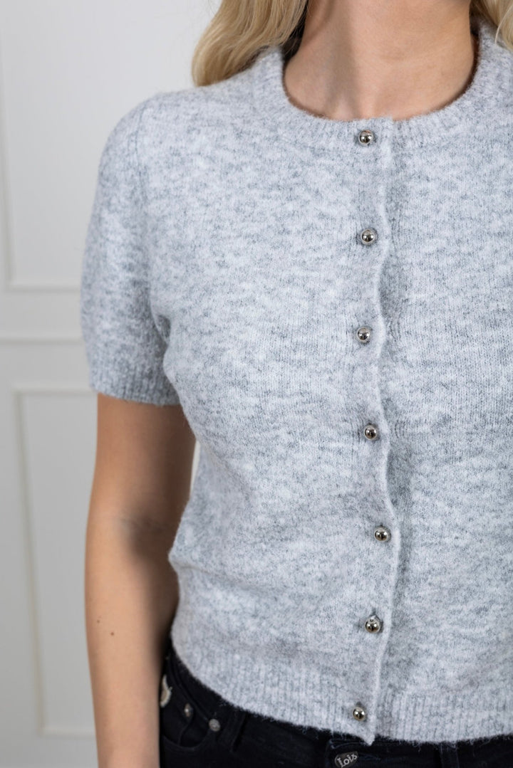 Mitta Knit Cardigan Grey Melange | Genser | Smuk - Dameklær på nett