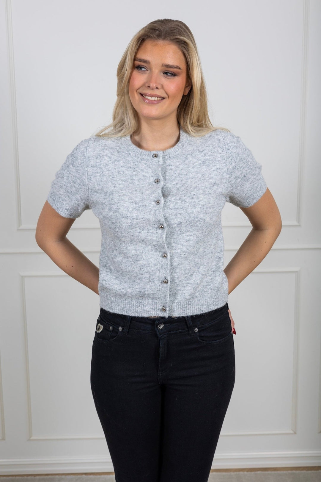 Mitta Knit Cardigan Grey Melange | Genser | Smuk - Dameklær på nett