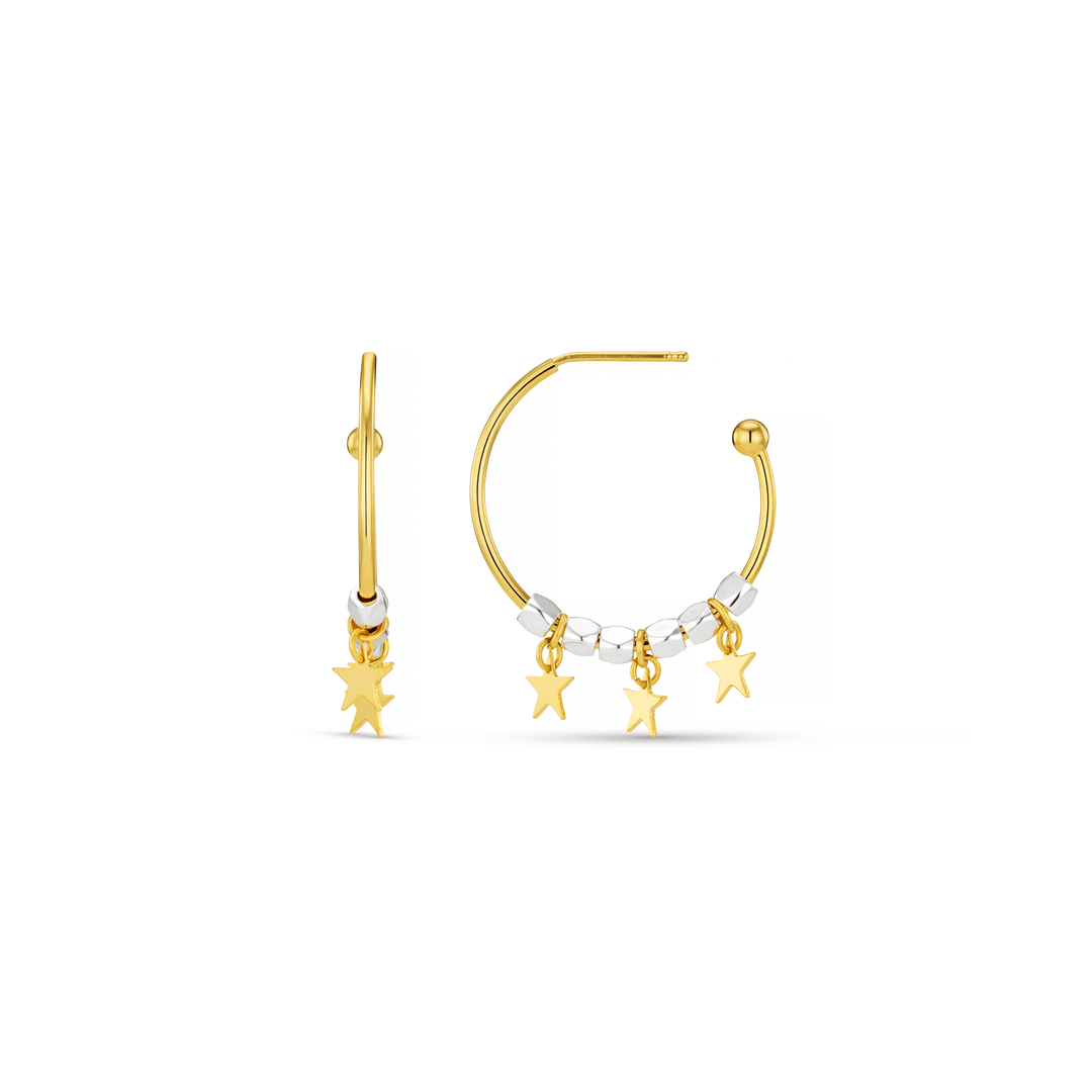 Mixed Plate Bead & Star Hoop Earrings Pale Gold | Smykker | Smuk