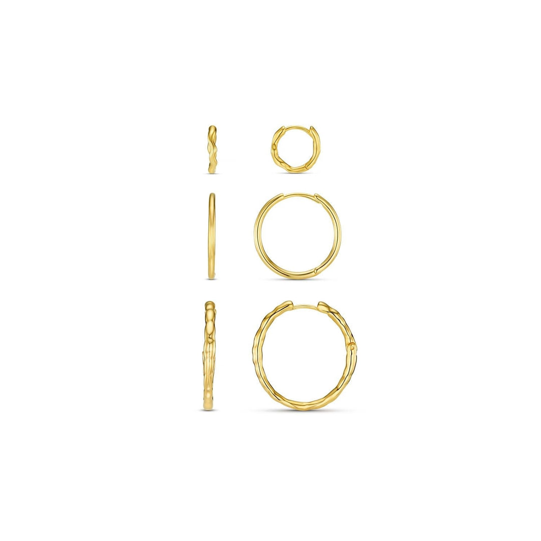 Mixed Textured Hoop Earring Pack 18K Gold | Smykker | Smuk