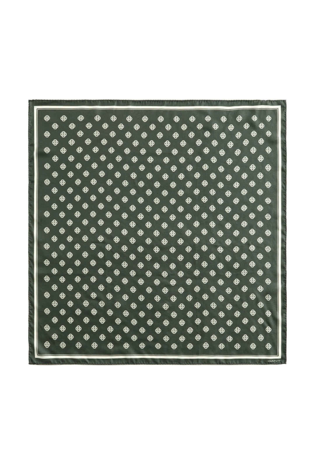 Monogram Print Silk Scarf Mossy Green | Accessories | Smuk