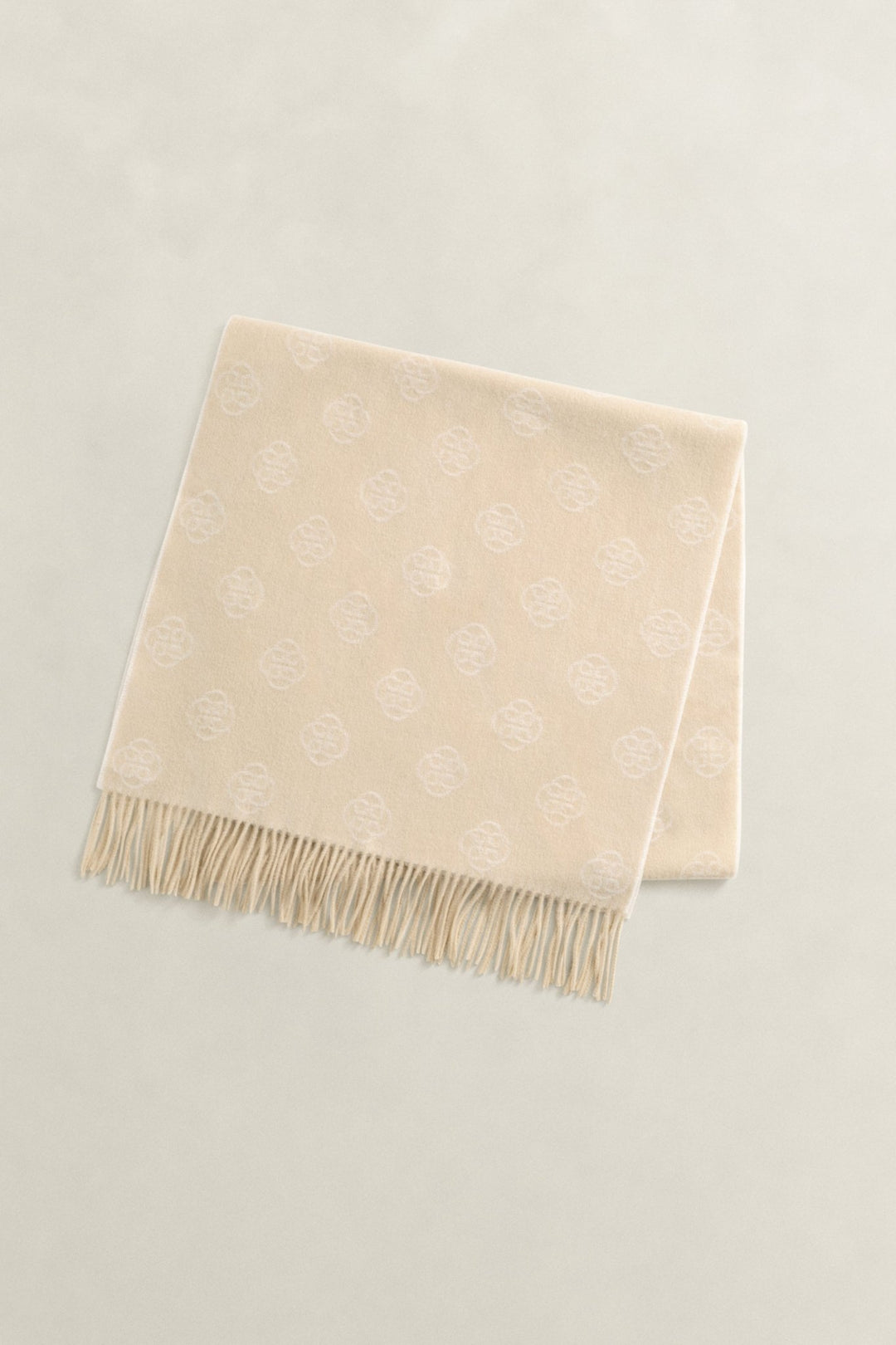 Monogram Wool Scarf Oat Beige | Accessories | Smuk