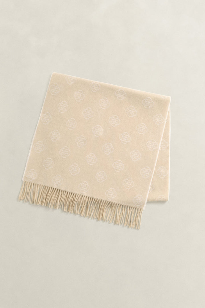 Monogram Wool Scarf Oat Beige | Accessories | Smuk