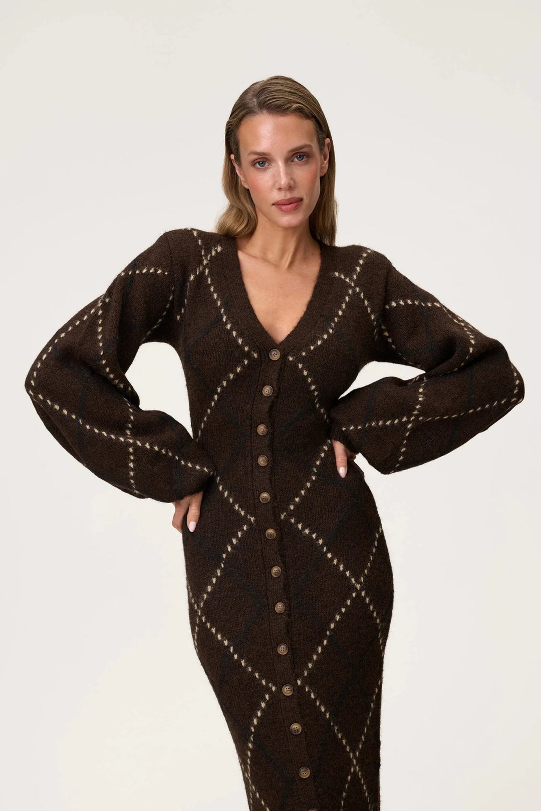 Montana Dress Espresso Rhombus | Genser | Smuk