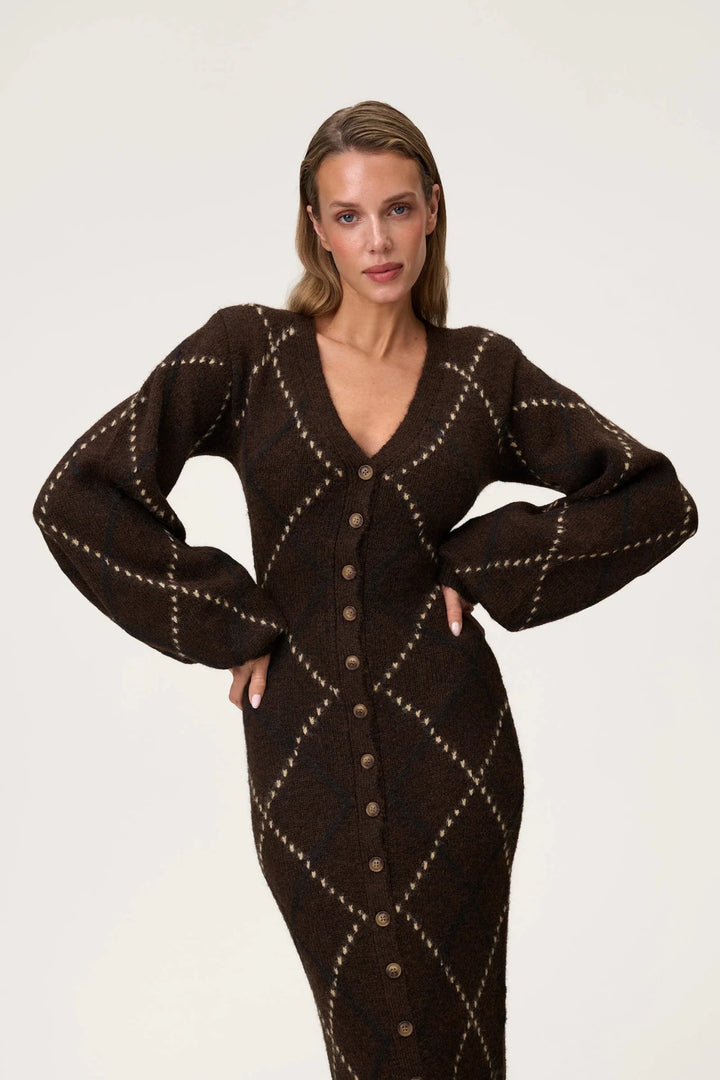 Montana Dress Espresso Rhombus | Genser | Smuk