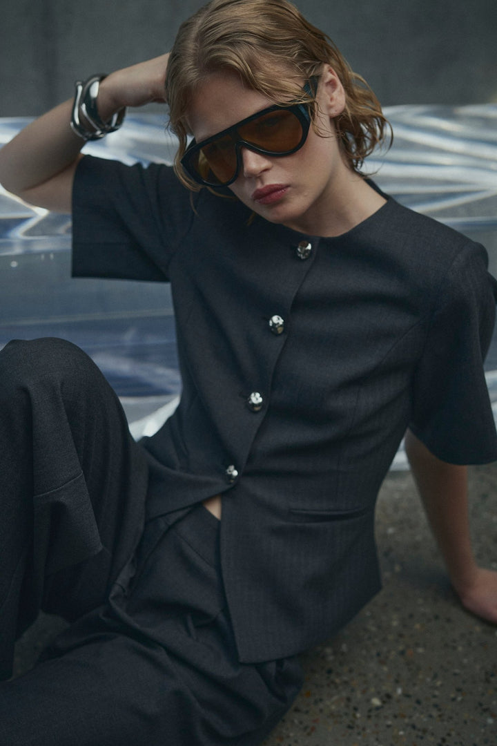 N-Kasaundra Blazer Grey Herringbone | Blazer | Smuk