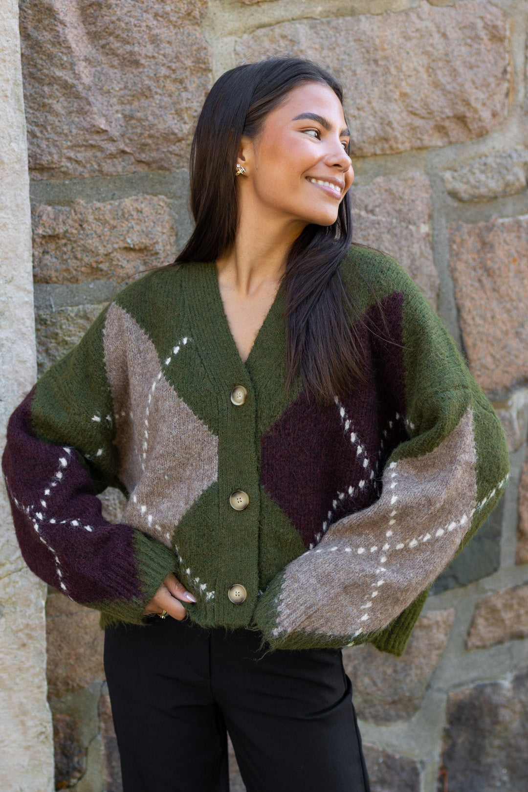 N-Laiana Knit Cardigan Avocado Green Mix | Genser | Smuk