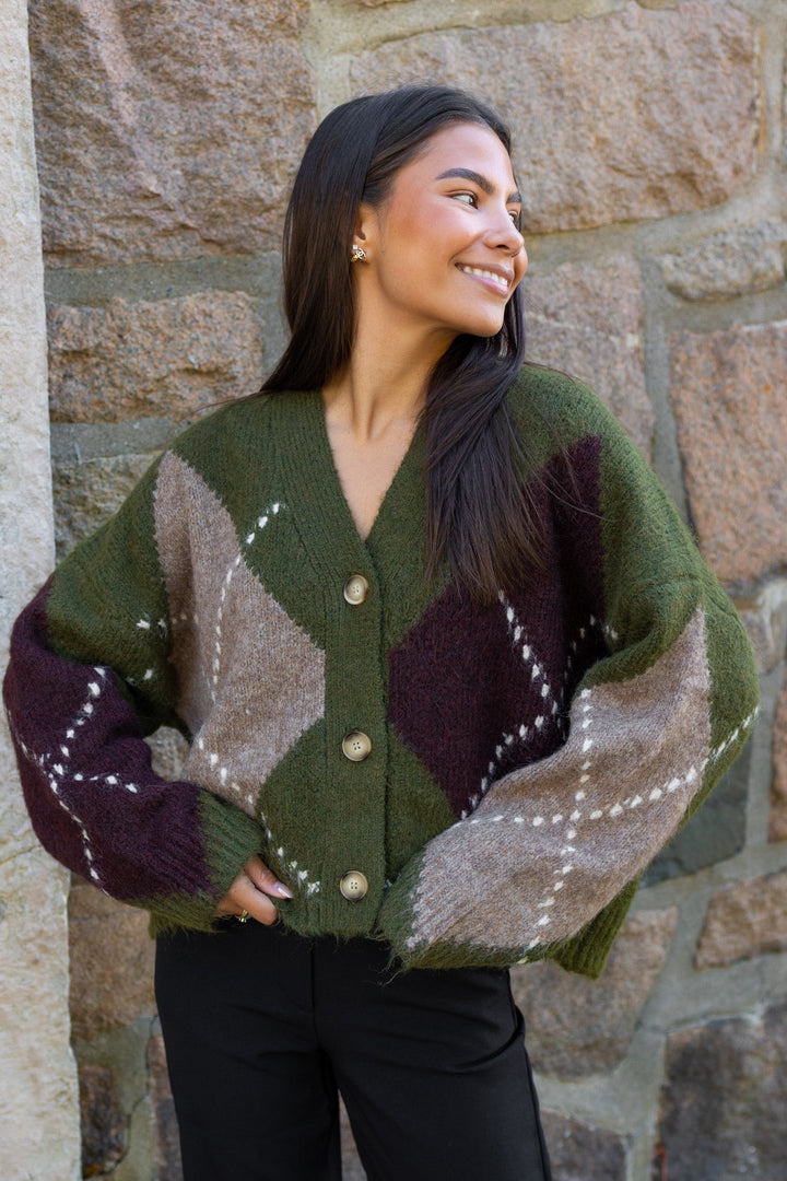 N-Laiana Knit Cardigan Avocado Green Mix | Genser | Smuk