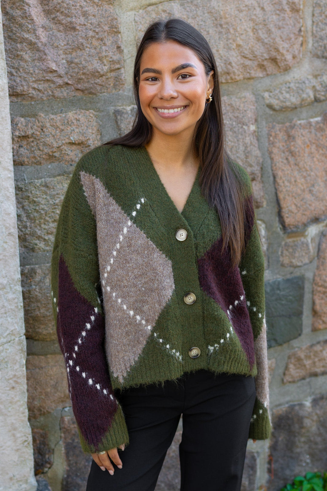 N-Laiana Knit Cardigan Avocado Green Mix | Genser | Smuk
