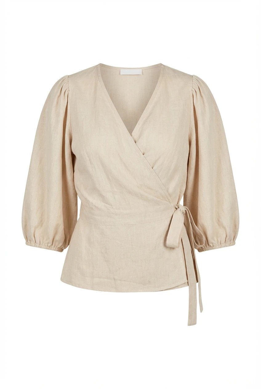 Nelli Wrap Top Biscotti Linen | Topper | Smuk