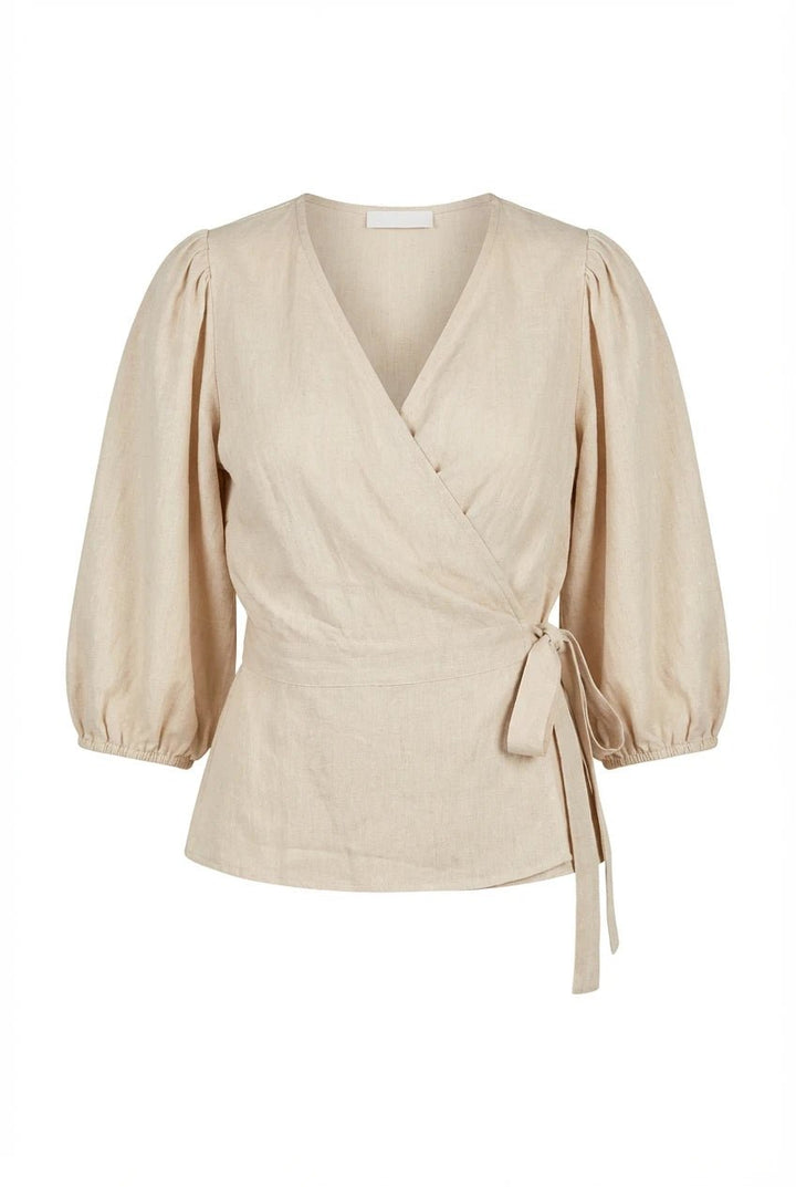 Nelli Wrap Top Biscotti Linen | Topper | Smuk