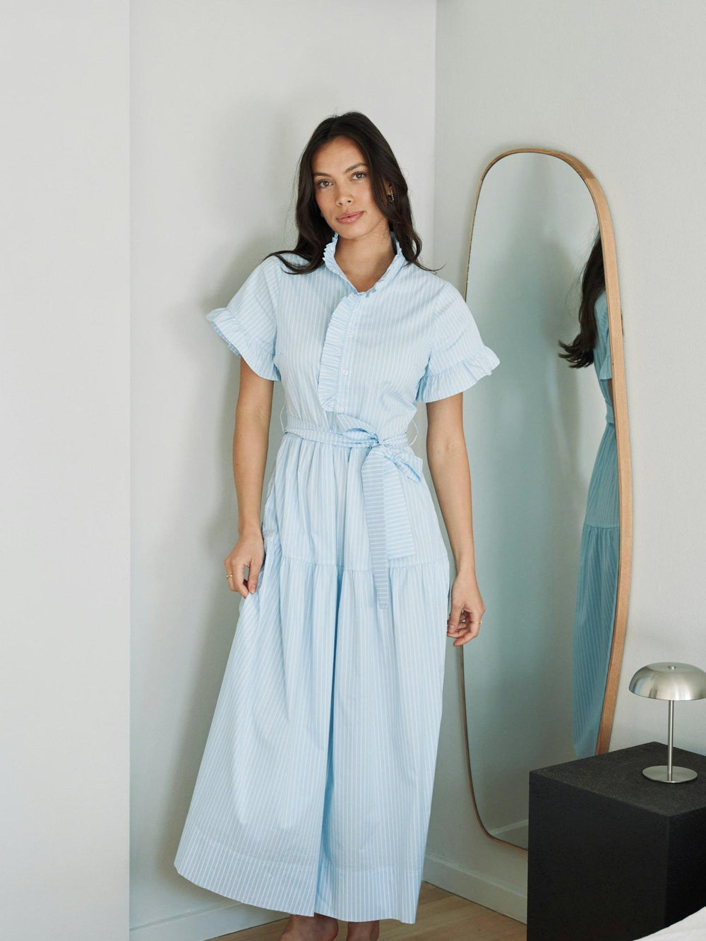 Nellie Soft Stripe Dress Light Blue | Kjoler | Smuk