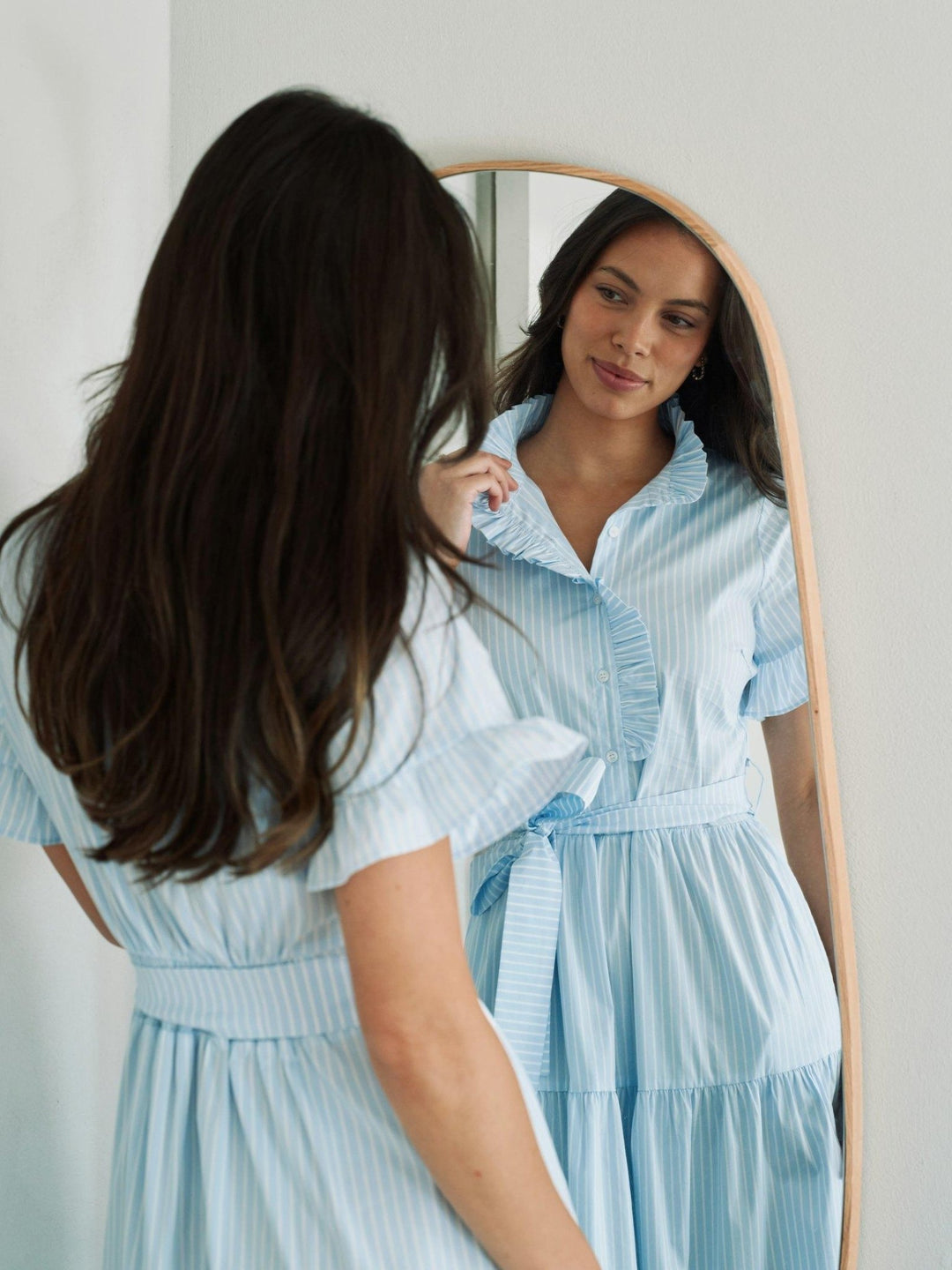 Nellie Soft Stripe Dress Light Blue | Kjoler | Smuk
