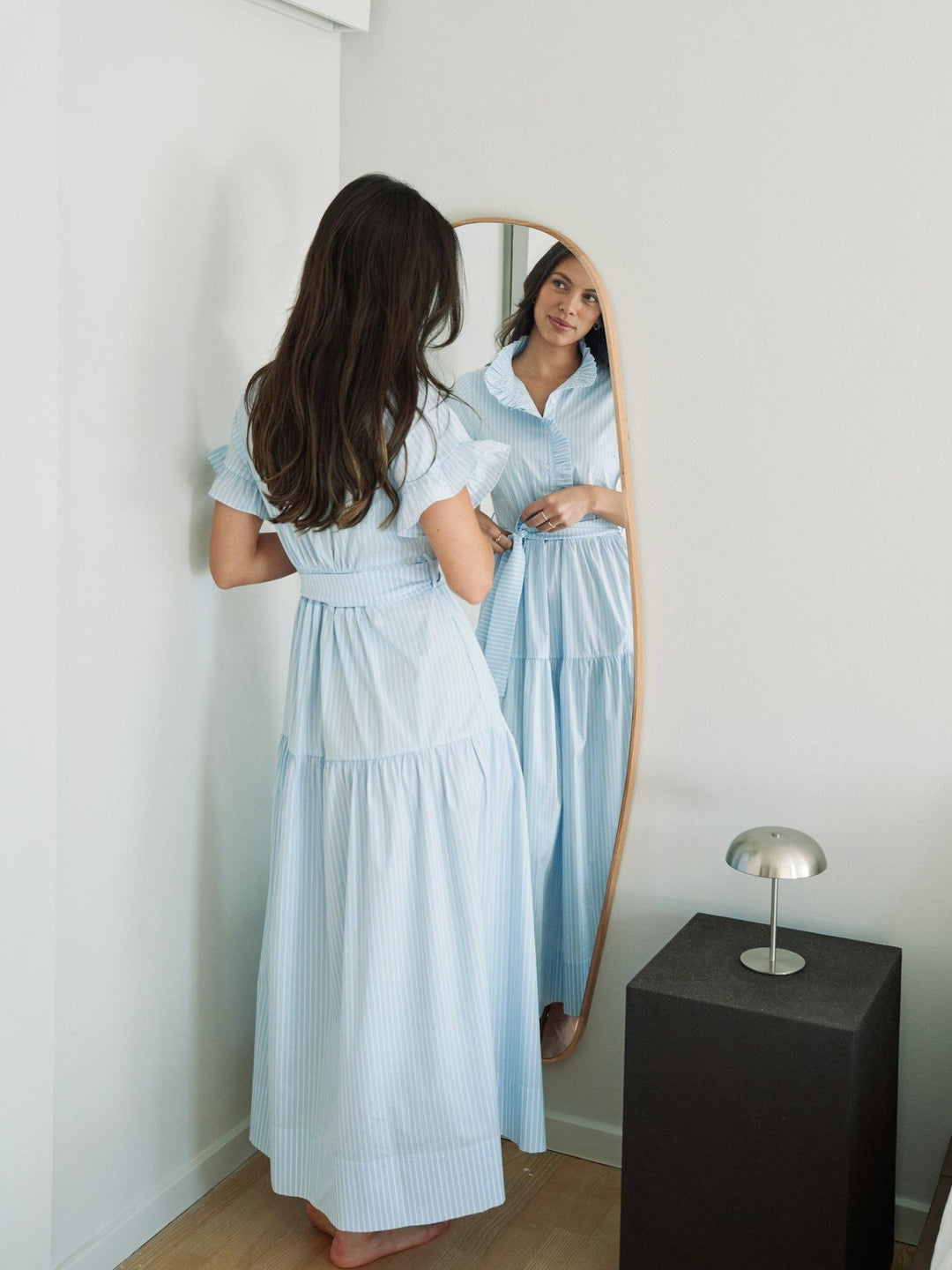 Nellie Soft Stripe Dress Light Blue | Kjoler | Smuk