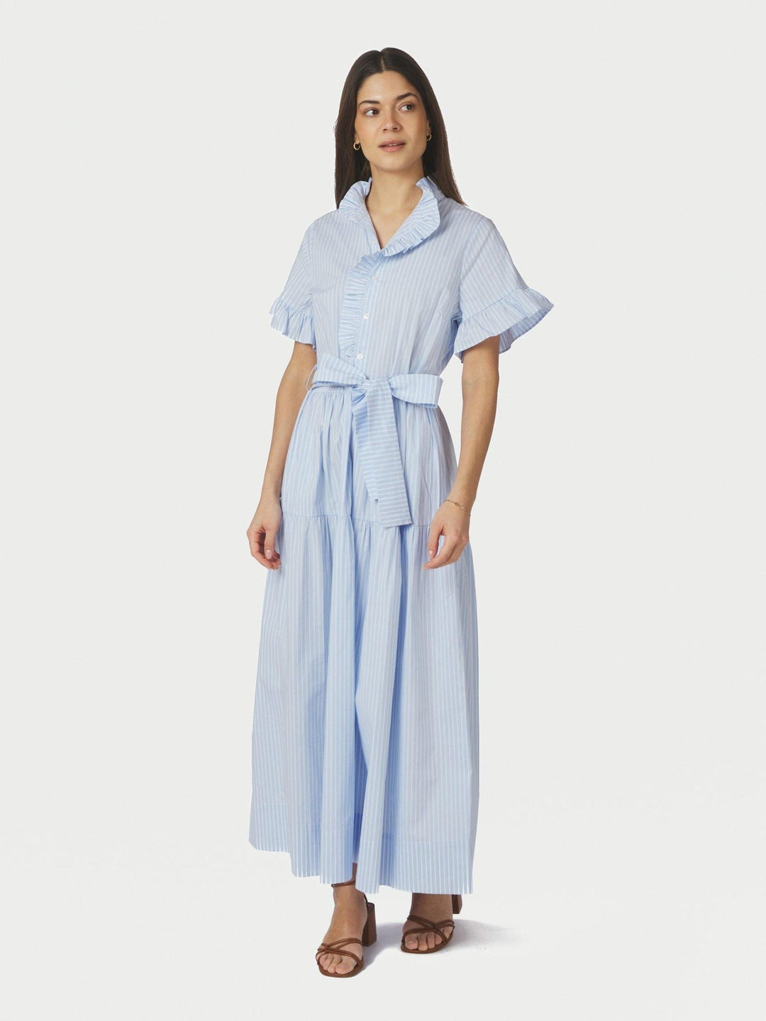 Nellie Soft Stripe Dress Light Blue | Kjoler | Smuk