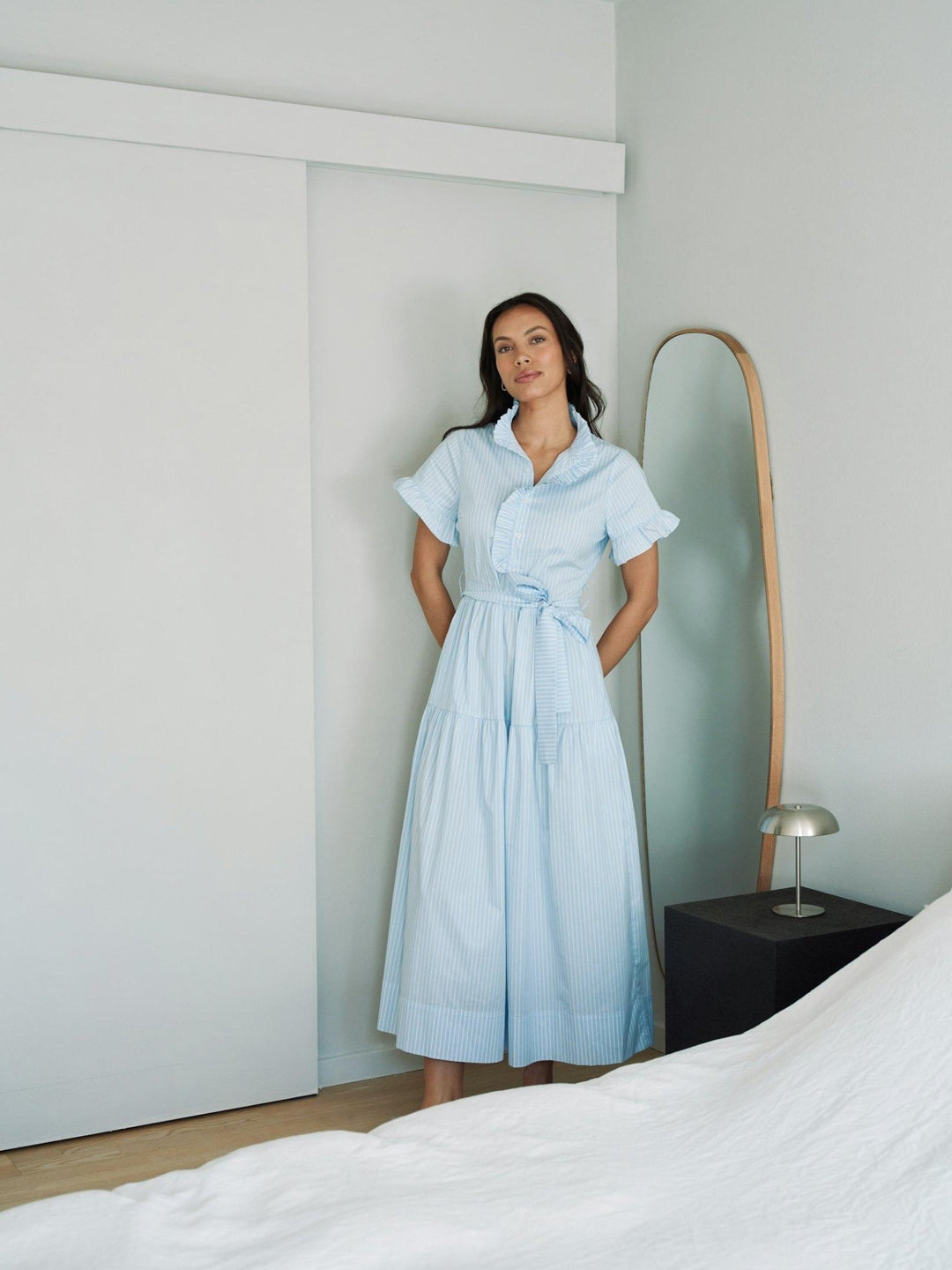 Nellie Soft Stripe Dress Light Blue | Kjoler | Smuk