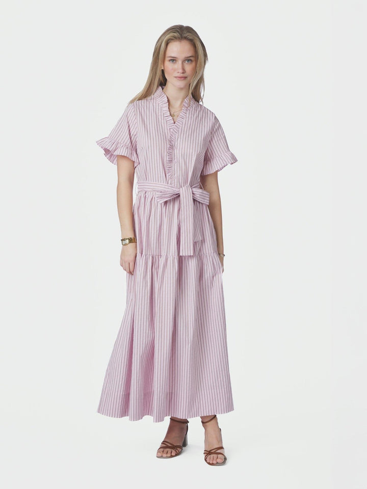 Nessie Structure Stripe Dress Light Pink | Kjoler | Smuk