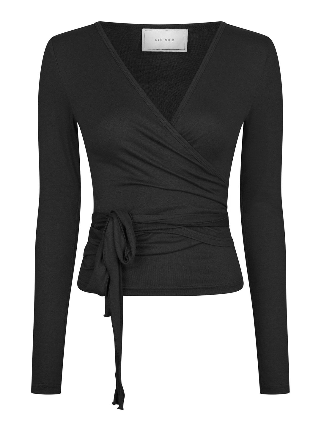 Nia Jersey Wrap Blouse Black | Skjorter og bluser | Smuk