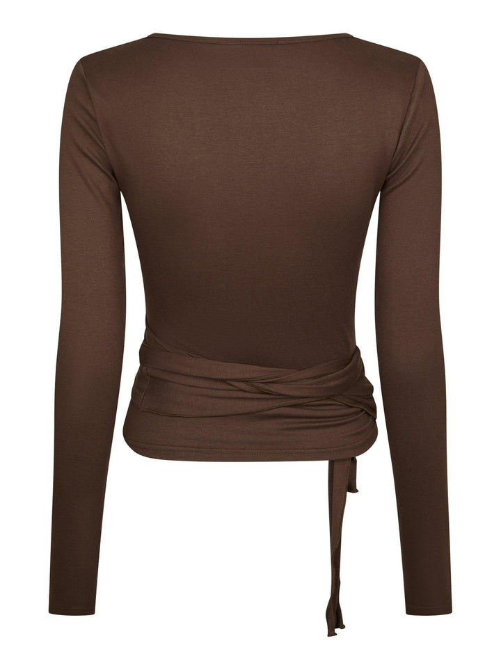 Nia Jersey Wrap Blouse Chocolate Brown | Skjorter og bluser | Smuk
