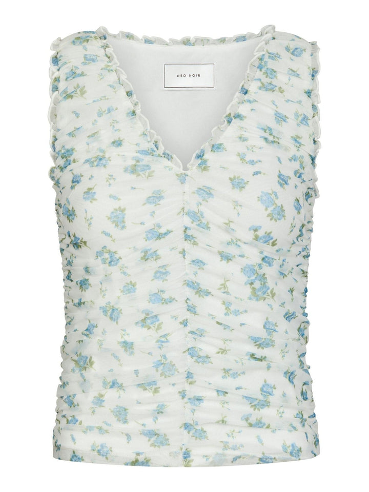 Nicolla Mesh Botanical Top Light Blue | Topper | Smuk - Dameklær på nett