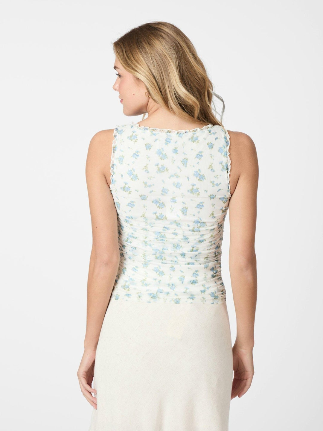 Nicolla Mesh Botanical Top Light Blue | Topper | Smuk - Dameklær på nett
